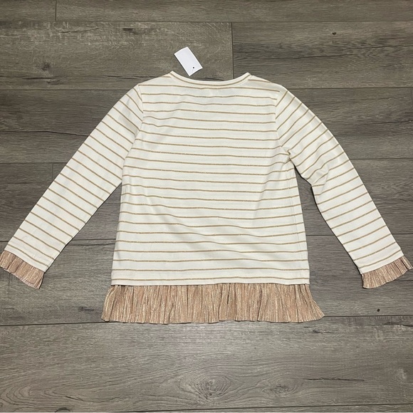 Crewcuts Girls T Shirt Cotton Ivory Gold Striped Long Sleeve Crew Neck Sz 12 NWT - Picture 7 of 7
